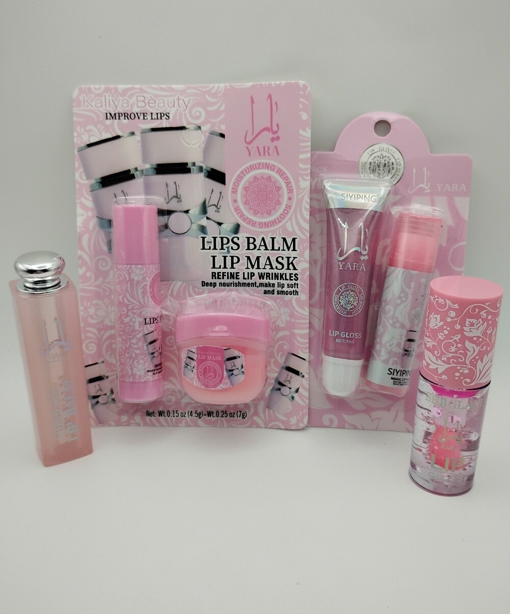 YAra Pink Lip Balm, Lip Gloss, & Lip Mask Set - Hydrating Lip Care